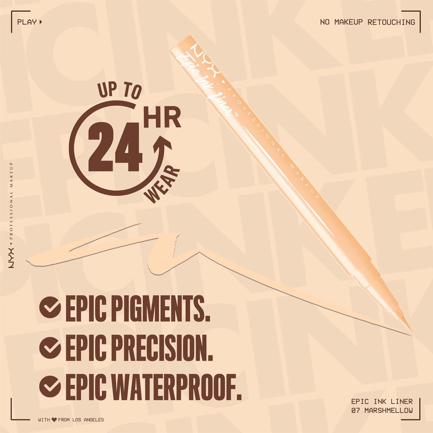 image:imageNYX PROFESSIONAL MAKEUP Epic Ink Liner Waterproof Liquid Eyeliner with Vegan Formula Dark Chocolate Dark Brown Matte07 Marshmallow