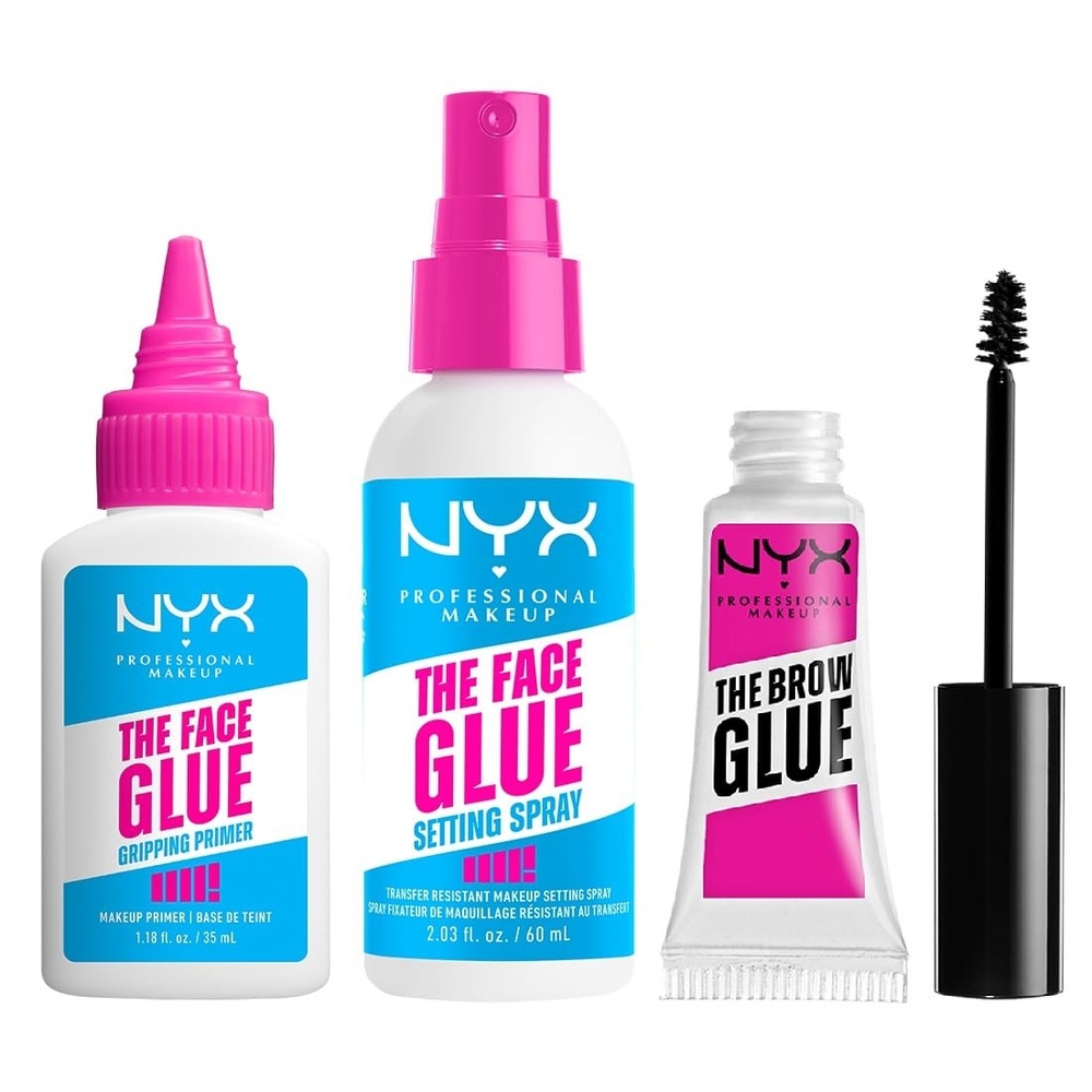image:imageNYX PROFESSIONAL MAKEUP Bundle of The Brow Glue Extreme Hold Clear Eyebrow Gel  The Face Glue Setting Spray  The Face Glue Gripping Primer