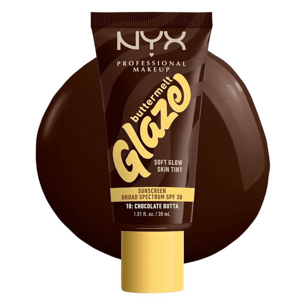 image:imageNYX PROFESSIONAL MAKEUP Buttermelt Glaze Soft Glow Skin Tint  SPF 30 Up To 12HR Wear 03 Cashew Butta10 Chocolate Butta