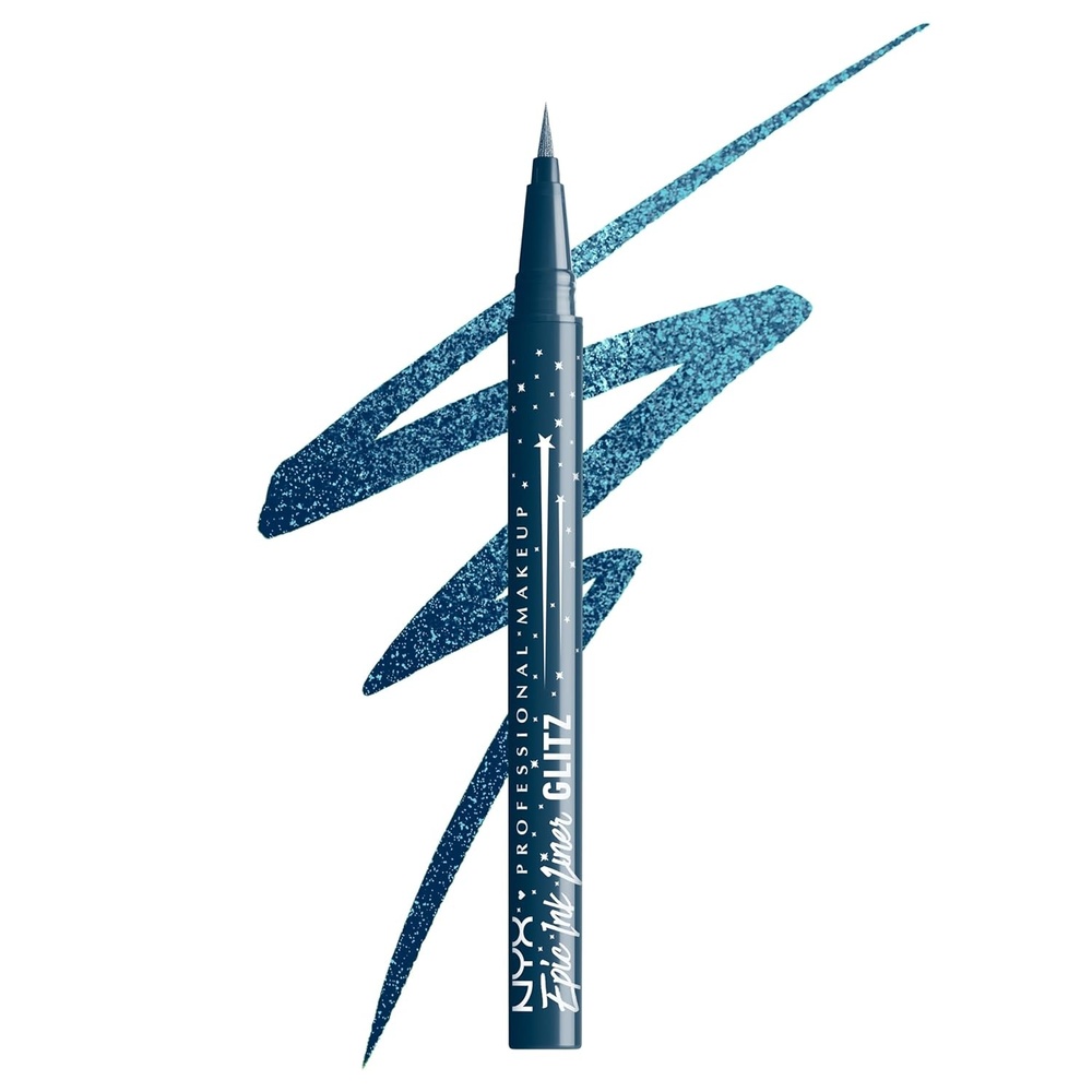 image:imageNYX PROFESSIONAL MAKEUP Epic Ink Glitz Liner Waterproof Metallic Liquid Eyeliner with Vegan Formula  Tapered Twinkle Shimmer Teal Blue05 Denim Dazzle