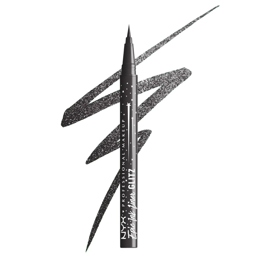 image:imageNYX PROFESSIONAL MAKEUP Epic Ink Glitz Liner Waterproof Metallic Liquid Eyeliner with Vegan Formula  Tapered Twinkle Shimmer Teal Blue06 Graphite Glitz