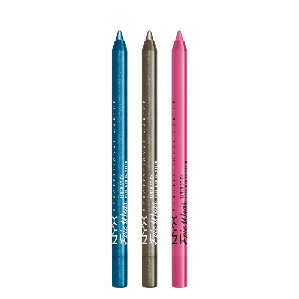 image:imageNYX PROFESSIONAL MAKEUP Epic Wear Liner Stick LongLasting Eyeliner Pencil  Pack of 3 Turquoise Storm All Time Olive Pink Spirit
