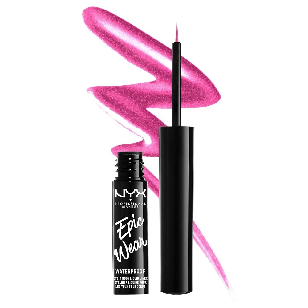 image:imageNYX PROFESSIONAL MAKEUP Epic Wear Metallic Liquid Liner LongLasting Waterproof Eyeliner  Black MetalFuschia Metal