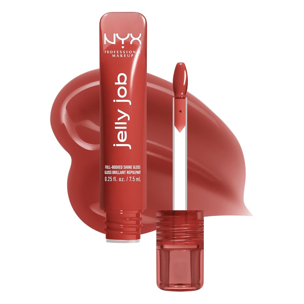 image:imageNYX PROFESSIONAL MAKEUP Jelly Job Lip Gloss Lip Tint Gloss with FullBodied Smoothing and HyperGlossy Shine  Jelly Squeeze Peach Pearl Shimmer06 Jelly Filled