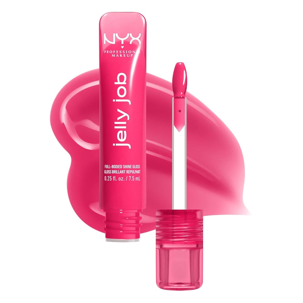 image:imageNYX PROFESSIONAL MAKEUP Jelly Job Lip Gloss Lip Tint Gloss with FullBodied Smoothing and HyperGlossy Shine  Jelly Squeeze Peach Pearl Shimmer10 Juicy Jelly