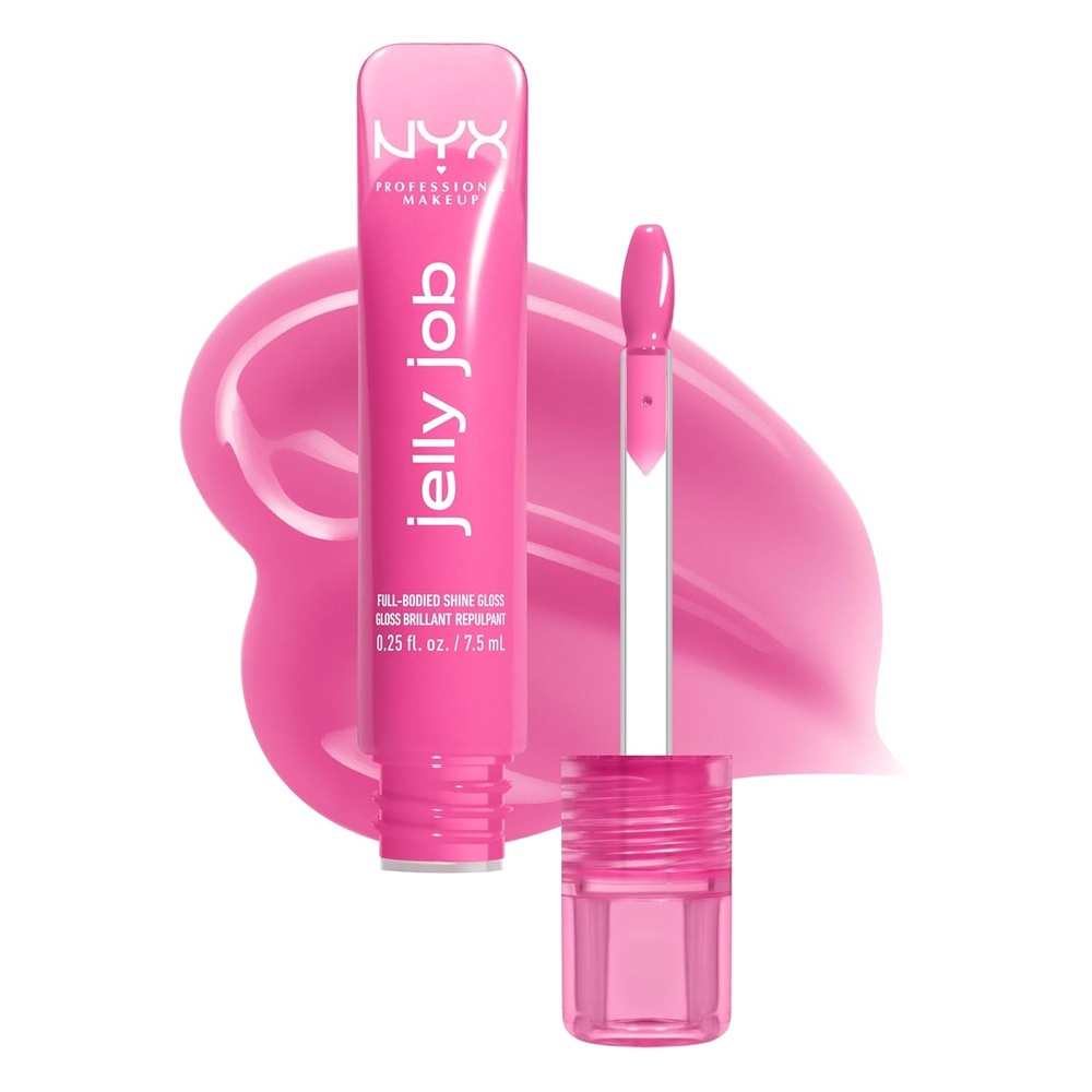 image:imageNYX PROFESSIONAL MAKEUP Jelly Job Lip Gloss Lip Tint Gloss with FullBodied Smoothing and HyperGlossy Shine  Jelly Squeeze Peach Pearl Shimmer11 Jelly Icing