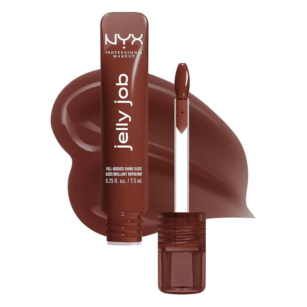 image:imageNYX PROFESSIONAL MAKEUP Jelly Job Lip Gloss Lip Tint Gloss with FullBodied Smoothing and HyperGlossy Shine  Jelly Squeeze Peach Pearl Shimmer16 Jellybean