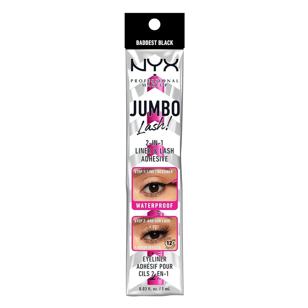 image:imageNYX PROFESSIONAL MAKEUP Jumbo Lash 2In1 Eyeliner amp Lash Adhesive  Baddest BlackBaddest Black