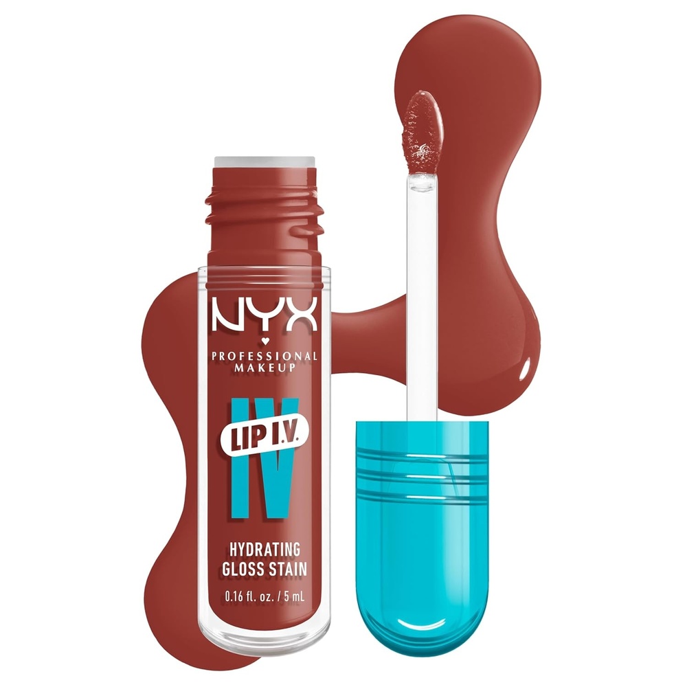image:imageNYX PROFESSIONAL MAKEUP Lip IV Hydrating Glossy Lip Stain LongLasting Tinted Vegan Formula with 12 HR Hydration  Hydra Honey Brown18 Drippin Nude