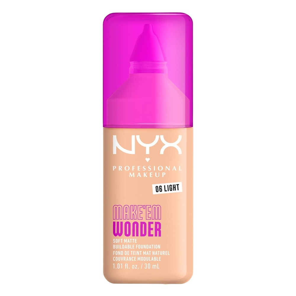 image:imageNYX PROFESSIONAL MAKEUP Make Em Wonder Liquid Foundation 24HR Foundation Makeup With A Soft Matte Finish Buildable Full Coverage  15 Buff06 Light