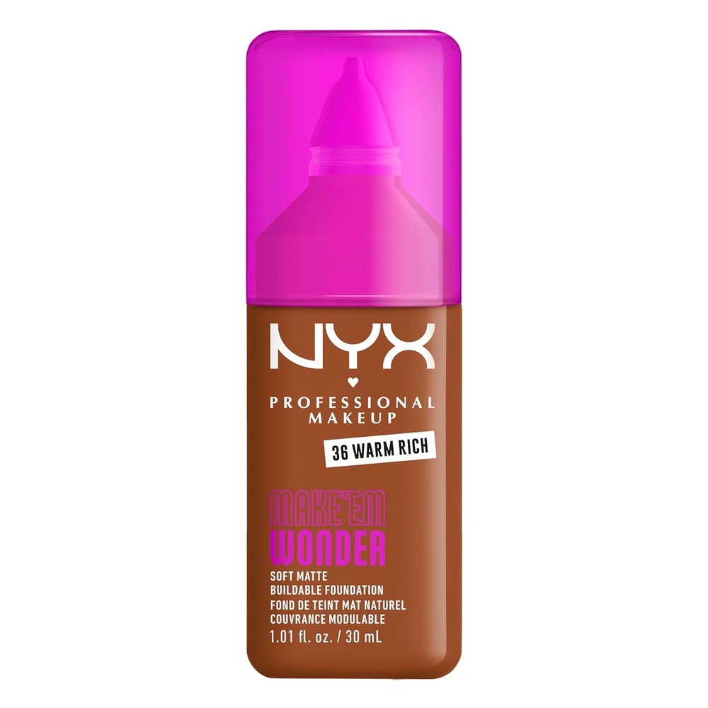 image:imageNYX PROFESSIONAL MAKEUP Make Em Wonder Liquid Foundation 24HR Foundation Makeup With A Soft Matte Finish Buildable Full Coverage  15 Buff36 Warm Rich