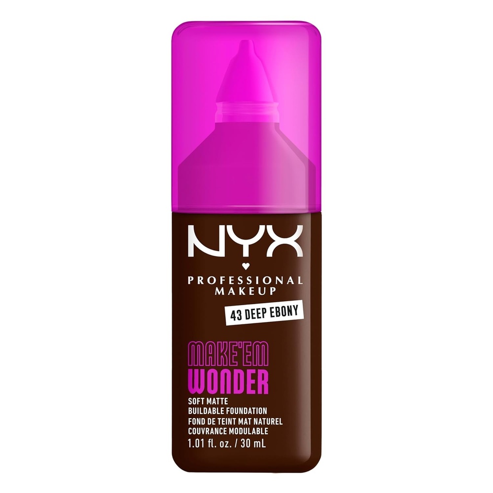 image:imageNYX PROFESSIONAL MAKEUP Make Em Wonder Liquid Foundation 24HR Foundation Makeup With A Soft Matte Finish Buildable Full Coverage  15 Buff43 Deep Ebony