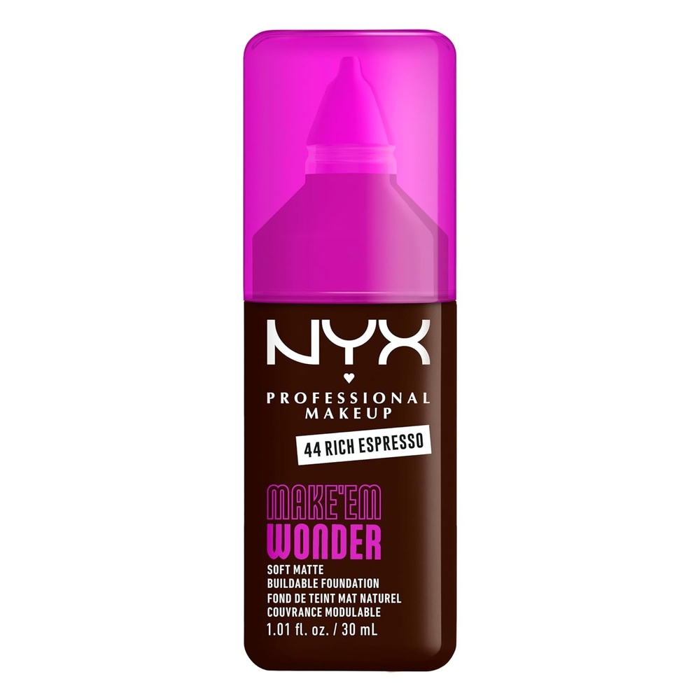 image:imageNYX PROFESSIONAL MAKEUP Make Em Wonder Liquid Foundation 24HR Foundation Makeup With A Soft Matte Finish Buildable Full Coverage  15 Buff44 Rich Espresso