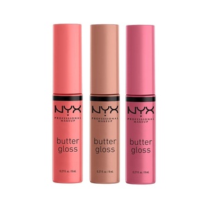 NYX PROFESSIONAL MAKEUP Butter Gloss Brown Sugar, Non-Sticky Lip Gloss – Pack Of 3 (Sugar High, Spiked Toffee, Butterscotch)(Angel Food Cake  Creme Brulee  Madeleine)