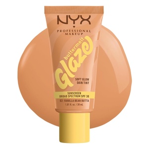 NYX PROFESSIONAL MAKEUP Buttermelt Glaze Soft Glow Skin Tint + SPF 30, Up To 12HR Wear, 03 Cashew Butta(02 Vanilla Bean Butta)