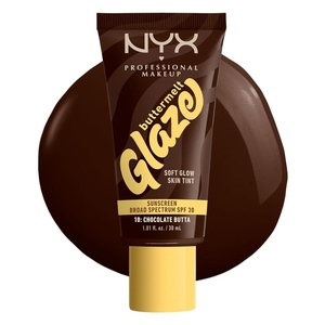 NYX PROFESSIONAL MAKEUP Buttermelt Glaze Soft Glow Skin Tint + SPF 30, Up To 12HR Wear, 03 Cashew Butta(10 Chocolate Butta)