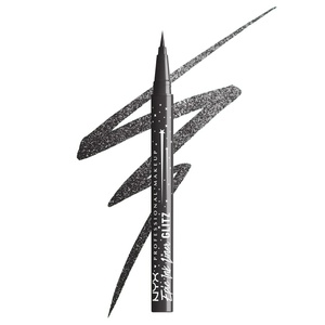 NYX PROFESSIONAL MAKEUP Epic Ink Glitz Liner, Waterproof Metallic Liquid Eyeliner with Vegan Formula – Tapered Twinkle (Shimmer Teal Blue)(06 Graphite Glitz)