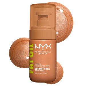 NYX PROFESSIONAL MAKEUP Fat Oil Body Oil in Suga Baddie, Vanilla Scented Body Glow Moisturizer With Vitamin E for 24HR Hydration and Glowing Skin, Glossy Finish, Vegan & Cruelty-Free(Coconut)
