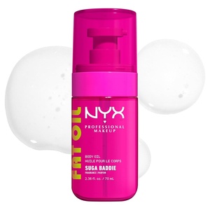 NYX PROFESSIONAL MAKEUP Fat Oil Body Oil in Suga Baddie, Vanilla Scented Body Glow Moisturizer With Vitamin E for 24HR Hydration and Glowing Skin, Glossy Finish, Vegan & Cruelty-Free(Vanilla)