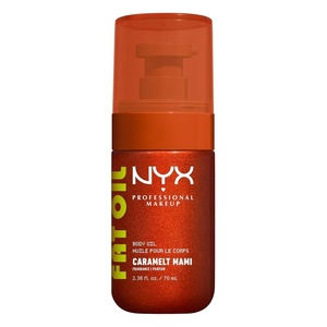 NYX PROFESSIONAL MAKEUP Fat Oil Body Oil in Suga Baddie, Vanilla Scented Body Glow Moisturizer With Vitamin E for 24HR Hydration and Glowing Skin, Glossy Finish, Vegan & Cruelty-Free(Caramelt Mami)