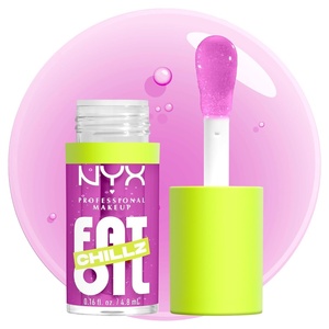 NYX PROFESSIONAL MAKEUP Fat Oil Chillz, Moisturizing, Shiny and Vegan Tinted Lip Gloss – Kiwi Freeze (Sheer Green)(16 Strawberry Slush)