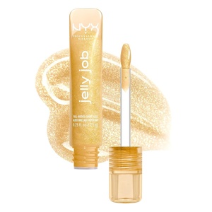 NYX PROFESSIONAL MAKEUP Jelly Job Lip Gloss, Lip Tint Gloss with Full-Bodied, Smoothing, and Hyper-Glossy Shine – Jelly Squeeze (Peach Pearl Shimmer)(03 Glow Job (Shimmer))