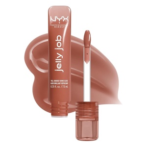 NYX PROFESSIONAL MAKEUP Jelly Job Lip Gloss, Lip Tint Gloss with Full-Bodied, Smoothing, and Hyper-Glossy Shine – Jelly Squeeze (Peach Pearl Shimmer)(04 Toast N’ Jelly)