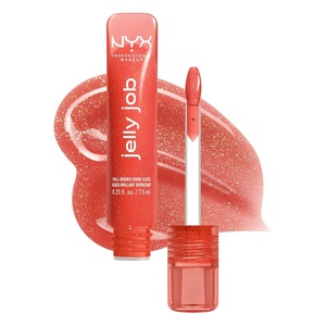 NYX PROFESSIONAL MAKEUP Jelly Job Lip Gloss, Lip Tint Gloss with Full-Bodied, Smoothing, and Hyper-Glossy Shine – Jelly Squeeze (Peach Pearl Shimmer)(12 Jelly Squeeze (Shimmer))
