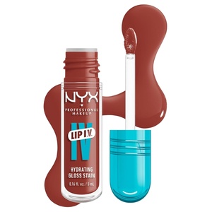 NYX PROFESSIONAL MAKEUP Lip IV Hydrating Glossy Lip Stain, Long-Lasting, Tinted, Vegan Formula with 12 HR Hydration – Hydra Honey (Brown)(18 Drippin’ Nude)