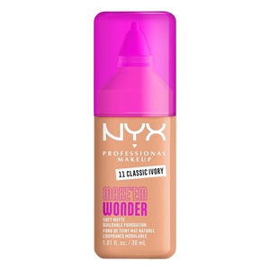 NYX PROFESSIONAL MAKEUP Make ‘Em Wonder Liquid Foundation, 24HR Foundation Makeup With A Soft Matte Finish, Buildable Full Coverage – 15 Buff(11 Classic Ivory)