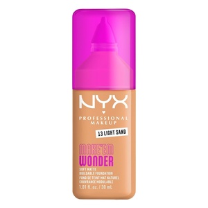 NYX PROFESSIONAL MAKEUP Make ‘Em Wonder Liquid Foundation, 24HR Foundation Makeup With A Soft Matte Finish, Buildable Full Coverage – 15 Buff(13 Light Sand)
