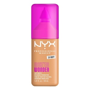 NYX PROFESSIONAL MAKEUP Make ‘Em Wonder Liquid Foundation, 24HR Foundation Makeup With A Soft Matte Finish, Buildable Full Coverage – 15 Buff(15 Buff)