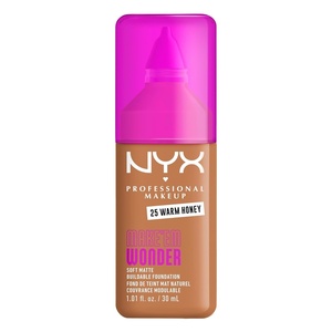 NYX PROFESSIONAL MAKEUP Make ‘Em Wonder Liquid Foundation, 24HR Foundation Makeup With A Soft Matte Finish, Buildable Full Coverage – 15 Buff(25 Warm Honey)