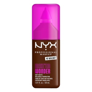 NYX PROFESSIONAL MAKEUP Make ‘Em Wonder Liquid Foundation, 24HR Foundation Makeup With A Soft Matte Finish, Buildable Full Coverage – 15 Buff(40 Walnut)