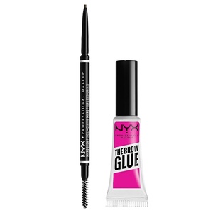 NYX PROFESSIONAL MAKEUP Micro Brow Pencil (Ash Brown) + Brow Glue (Clear), 2-Pack Bundle(Ash Brown and Clear)