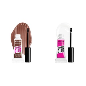 NYX PROFESSIONAL MAKEUP The Brow Glue, Extreme Hold Tinted Eyebrow Gel – Medium Brown(03 Medium Brown+ 01 Clear)