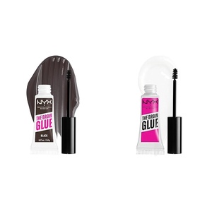 NYX PROFESSIONAL MAKEUP The Brow Glue, Extreme Hold Tinted Eyebrow Gel – Medium Brown(05 Black+ 01 Clear)